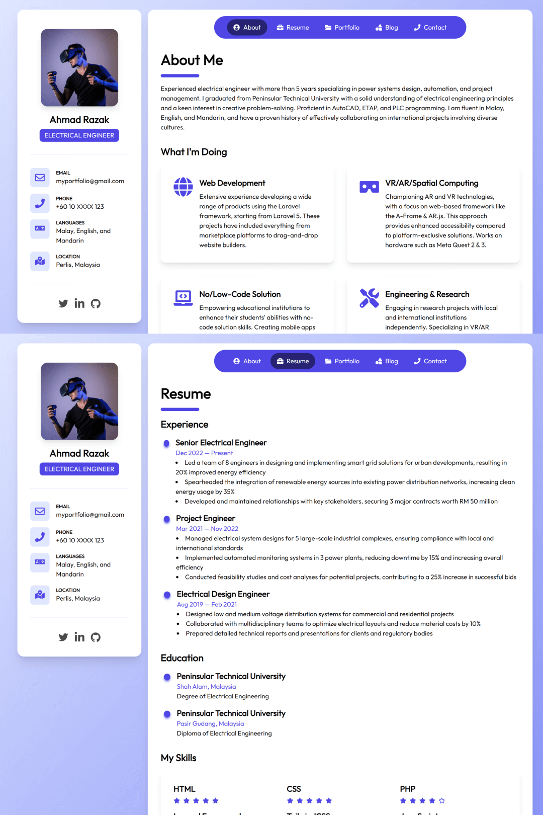 senangstart template Personal VCard